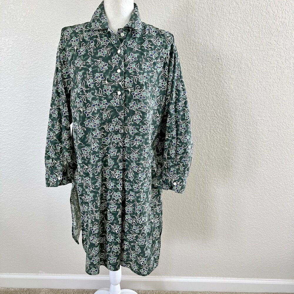 Vintage Victoria’s Secret Small Mumu House Sleep Dress Kaftan Dark Green Floral